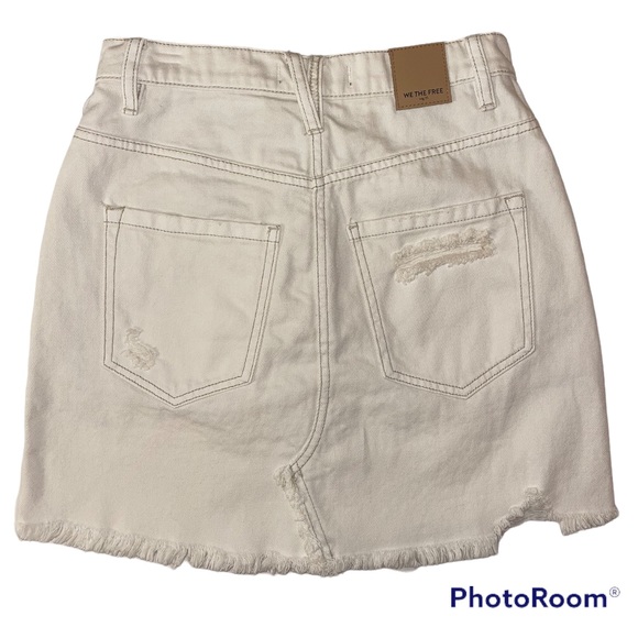 We the Free by Free People White Raw Hem Mid Rise Jean Mini Skirt - Picture 3 of 14
